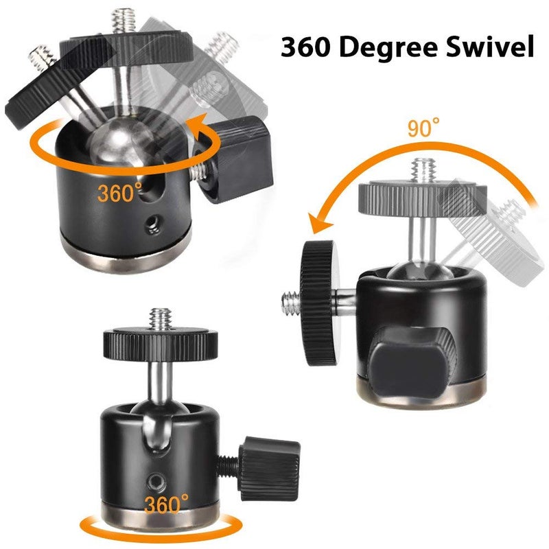 UTEBIT Mini Ball Head, Tripod Head with 1/4" hot Shoe, 360Â° Rotatable Ball Heads Camera Mount Adapter, Aluminium 20mm Ballhead Compatible with Tripods, Monopods, HTC Vive, SLR Cameras Loading 2.5lb - Image 2